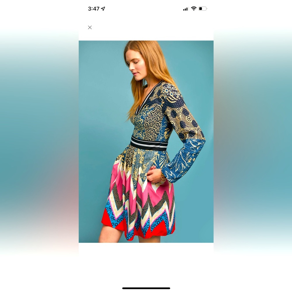 Maeve by Anthropologie Sporty Chevron Dress Size 2P